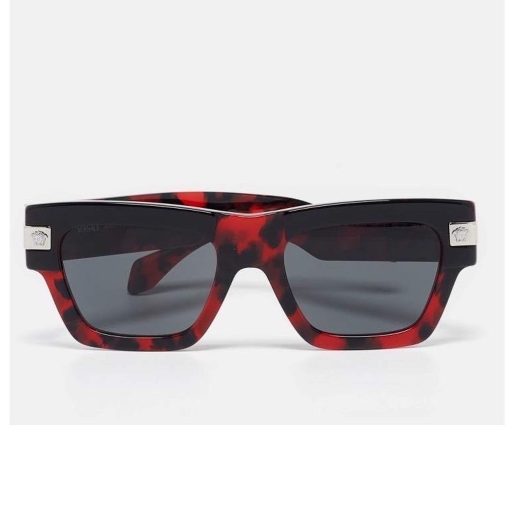 Versace MOD4464 Mob Wife Red Tortoise Shield Sunglasses Silver Medusa Italy Y2K